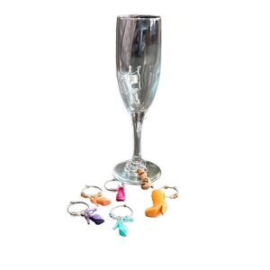 Handmade wine charms with Barbie shoe pendants